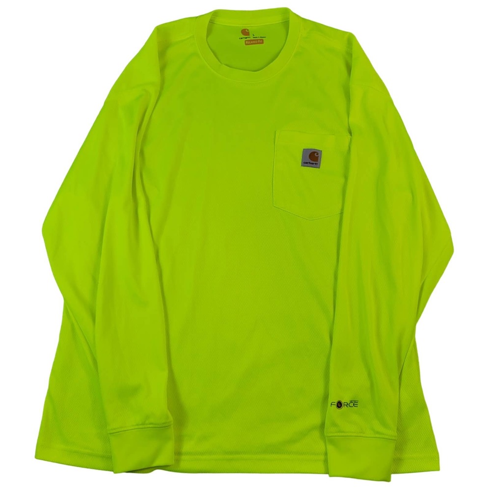 Carhartt Breathable T-Shirt Men's Size L Relaxed Fit Long Sleeve Bright Yellow